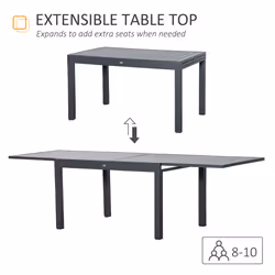Outsunny Extendable Garden Table 10 Seater for Lawn Balcony and Backyard Grey