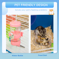 PawHut Hamster Cage w/ Water Bottle, Exercise Wheel, Tubes, Ramps - Blue