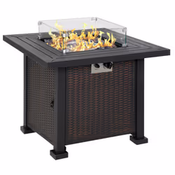 Outsunny Outdoor Propane Gas Fire Pit Table w/ Wind Screen & Glass Beads, Black - Additional view 7