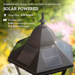 Outsunny Outdoor Solar Powered Lantern Lamp Garden Lamp Post Light Black