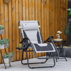 Outsunny Zero Gravity Lounger Folding Recliner Chair w/ Cup Holder Grey