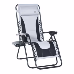 Outsunny Zero Gravity Lounger Folding Recliner Chair w/ Cup Holder Grey - Additional view 8