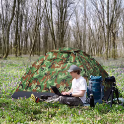 Outsunny Camping Tent for 2 Person Dome Tent w/ Storage Pocket Multicoloured