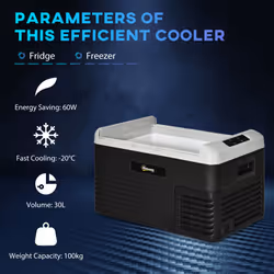 Outsunny 30L Car Refrigerator 12V Portable Freezer for Camping, Grey