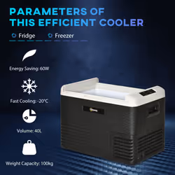 Outsunny 40L Car Refrigerator 12V Portable Freezer for Camping, Grey