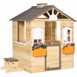 Outsunny Wooden Kids Playhouse w/ Door, Windows, Bench, For Ages 3-7 Years - Additional view 8
