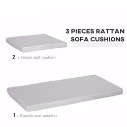 Outsunny 3PCs Rattan Garden Seat Cushions Pads for Patio Furniture, Grey