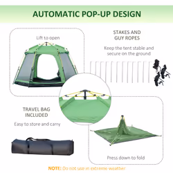 Outsunny 6 Person Camping Tent 2-Tier Pop-up Tent w/ Portable Carry Bag