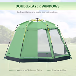 Outsunny 6 Person Camping Tent 2-Tier Pop-up Tent w/ Portable Carry Bag