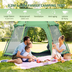 Outsunny 6 Person Camping Tent 2-Tier Pop-up Tent w/ Portable Carry Bag - Additional view 4