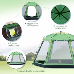 Outsunny 6 Person Camping Tent 2-Tier Pop-up Tent w/ Portable Carry Bag - Additional view 5