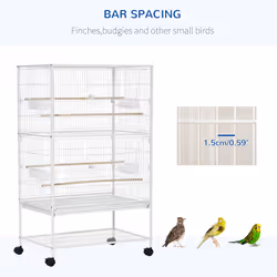 PawHut Large Bird Cage Budgie Cage for Finch Canaries Parrot with Stand White - Additional view 4