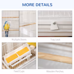 PawHut Large Bird Cage Budgie Cage for Finch Canaries Parrot with Stand White - Additional view 5