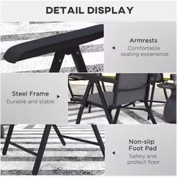 Outsunny Set of 2 Outdoor Rattan Folding Chair Set w/ Adjustable Backrest Grey - Additional view 5