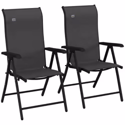 Outsunny Set of 2 Outdoor Rattan Folding Chair Set w/ Adjustable Backrest Grey - Additional view 8
