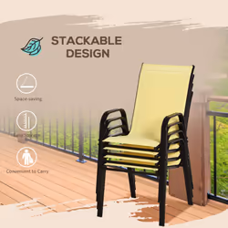Outsunny Set of 4 Garden Dining Chair Set Outdoor w/ High Back Armrest Beige