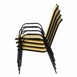 Outsunny Set of 4 Garden Dining Chair Set Outdoor w/ High Back Armrest Beige - Additional view 5