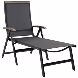 Outsunny Outdoor Folding Sun Lounger w/ Adjustable Backrest and Aluminium Grey - Additional view 8