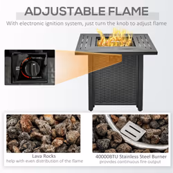 Outsunny Outdoor Propane Gas Fire Pit Table w/ Rain Cover, 40000 BTU, Black - Additional view 5