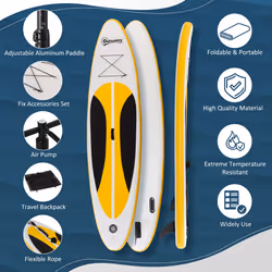 Outsunny 10Ft Inflatable Paddle Stand Up Board, Adjustable Paddle Non-Slip Deck