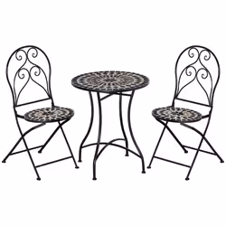 Outsunny 3 PCs Garden Bistro Set W/ Balcony Table and Chairs Metal