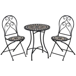 Outsunny 3 PCs Garden Bistro Set W/ Balcony Table and Chairs Metal