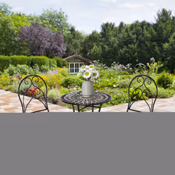 Outsunny 3 PCs Garden Bistro Set W/ Balcony Table and Chairs Metal