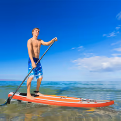Outsunny 10Ft Inflatable Paddle Stand Up Board w/ Adjustable Paddle - White