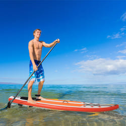 Outsunny 10Ft Inflatable Paddle Stand Up Board w/ Adjustable Paddle - White