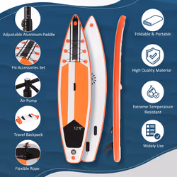 Outsunny 10Ft Inflatable Paddle Stand Up Board w/ Adjustable Paddle - White