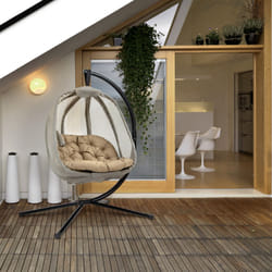 Outsunny Folding Hanging Egg Chair w/ Cushion and Stand for Indoor Outdoor Khaki