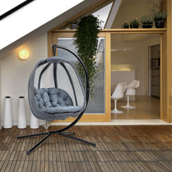 Outsunny Folding Hanging Egg Chair w/ Cushion and Stand for Indoor Outdoor Grey