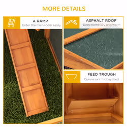 PawHut Wooden Rabbit Hutch Guinea Pig Run w/ Ramp and Removable Tray Outdoor