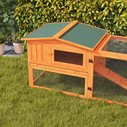 PawHut Wooden Rabbit Hutch Guinea Pig Run w/ Ramp and Removable Tray Outdoor - Additional view 4