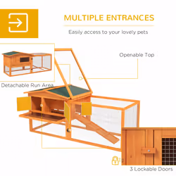 PawHut Wooden Rabbit Hutch Guinea Pig Run w/ Ramp and Removable Tray Outdoor - Additional view 5