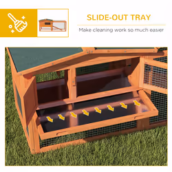 PawHut Wooden Rabbit Hutch Guinea Pig Run w/ Ramp and Removable Tray Outdoor - Additional view 6