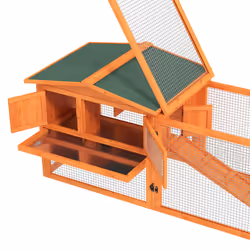 PawHut Wooden Rabbit Hutch Guinea Pig Run w/ Ramp and Removable Tray Outdoor - Additional view 7