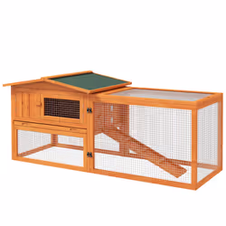 PawHut Wooden Rabbit Hutch Guinea Pig Run w/ Ramp and Removable Tray Outdoor - Additional view 8