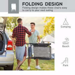 Outsunny 2Pcs Outdoor Patio Folding Chairs, Portable Garden Loungers Grey