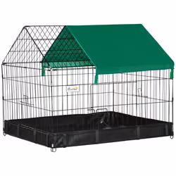 PawHut Rabbit Cage Guinea Pig Small Animal Playpen Water Proof Roof 90x75x75 cm - Additional view 7
