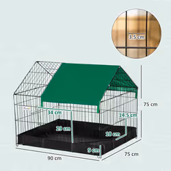 PawHut Rabbit Cage Guinea Pig Small Animal Playpen Water Proof Roof 90x75x75 cm - Additional view 8