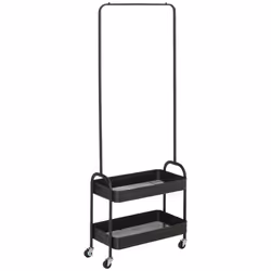 HOMCOM Metal Clothes Rack with Shoe Stand, Clothing Rail on Wheels