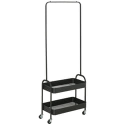 HOMCOM Metal Clothes Rack with Shoe Stand, Clothing Rail on Wheels