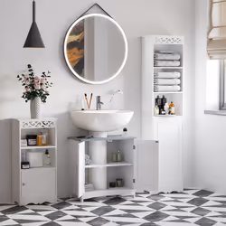kleankin Pedestal Under Sink Cabinet, Bathroom Storage Vanity Unit, White - Additional view 4
