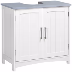 kleankin Pedestal Under Sink Cabinet, Bathroom Storage Vanity Unit, White - Additional view 7