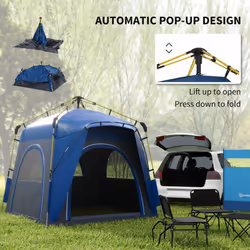 Outsunny 4 Man Pop Up Tent Camping Backpacking Dome Tent, Dark Grey