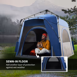 Outsunny 4 Man Pop Up Tent Camping Backpacking Dome Tent, Dark Grey