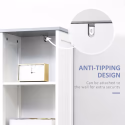 kleankin Tall Bathroom Storage Cabinet, Slim Freestanding Linen Tower, White - Additional view 5