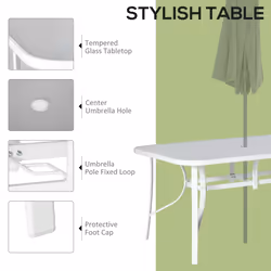 Outsunny 7 Piece Garden Dining Set w/ Dining Table and Chairs, Grey
