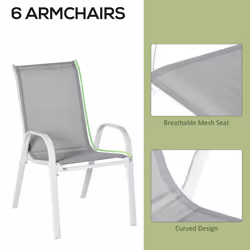 Outsunny 7 Piece Garden Dining Set w/ Dining Table and Chairs, Grey